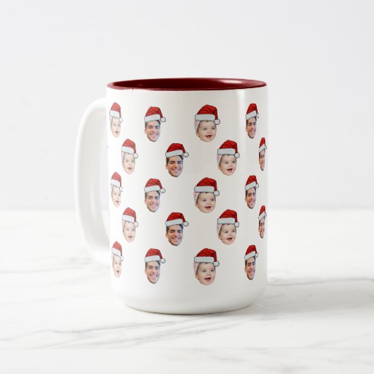 Custom Weihnachtsmannmütze Face Weihnachtsgeschenk Zweifarbige Tasse (Vorderseite Links)