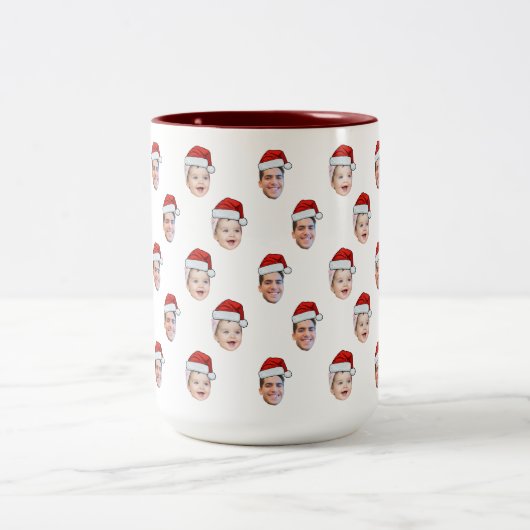 Custom Weihnachtsmannmütze Face Weihnachtsgeschenk Zweifarbige Tasse (Mittel)