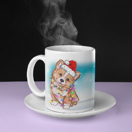 Custom Weihnachtsmannmütze Frohe Weihnachten Corgi Kaffeetasse