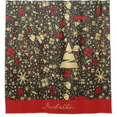 Custom Weihnachtsmannmütze Snowflakes Stars Weihna Duschvorhang (Vorderseite)