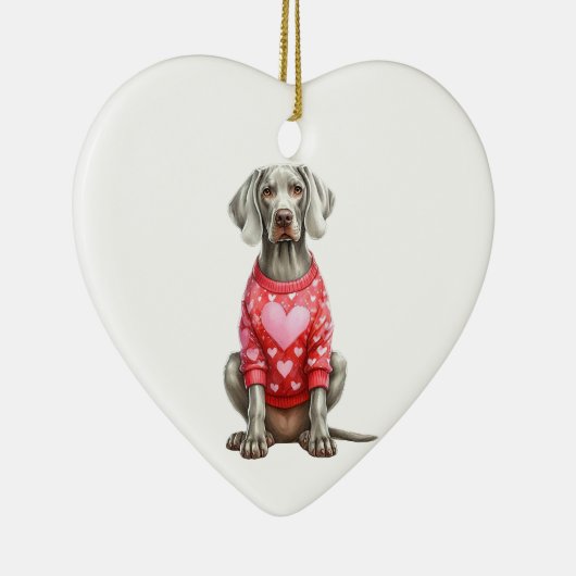 Custom Weimaraner Dog Valentine Keramik Ornament (Rechts)