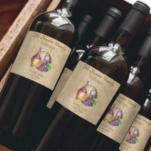 Custom Weinberg Vintag Weintrauben Weintrauben Weinetikett