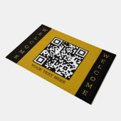 Custom WELCOME Doormat mit QR Code, Gold Black Fußmatte (Schrägansicht)