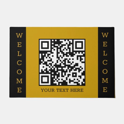Custom WELCOME Doormat mit QR Code, Gold Black Fußmatte (Vorderseite)