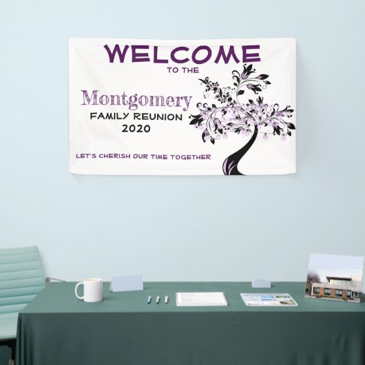 Custom Welcome Family Wiedersehen Moderne Lila Bäu Banner (Messeveranstaltung)