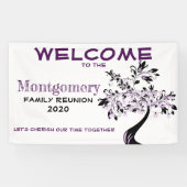 Custom Welcome Family Wiedersehen Moderne Lila Bäu Banner (Horizontal)