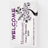 Custom Welcome Family Wiedersehen Moderne Lila Bäu Banner (Vertikal)