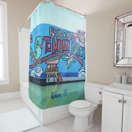 Custom Welcome Miami Beach Florida Graffiti Mural Duschvorhang (Beispiel)