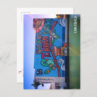 Custom Welcome Miami Beach Florida Graffiti Mural Postkarte
