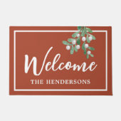 Custom Welcome Mistletoe Rust Holiday Christmas Do Fußmatte (Vorderseite)