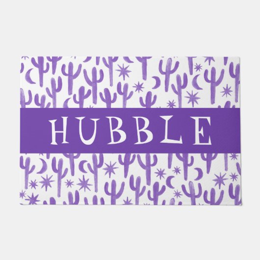 Custom WELCOME Night Desert Saguaro Cactus Fußmatte (Vorderseite)