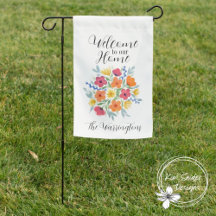 Custom "Welcome to Our Zuhause" Wassercolor Floral