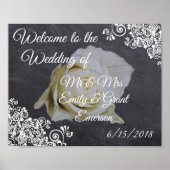 Custom Welcome to the Wedding of Chalkboard Rose Poster (Vorne)