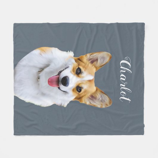 Custom Welsh Corgi Dog Personalisiert Zeichnend Fleecedecke (Vorderseite (Horizontal))