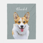 Custom Welsh Corgi Dog Personalisiert Zeichnend Fleecedecke (Vorderseite)