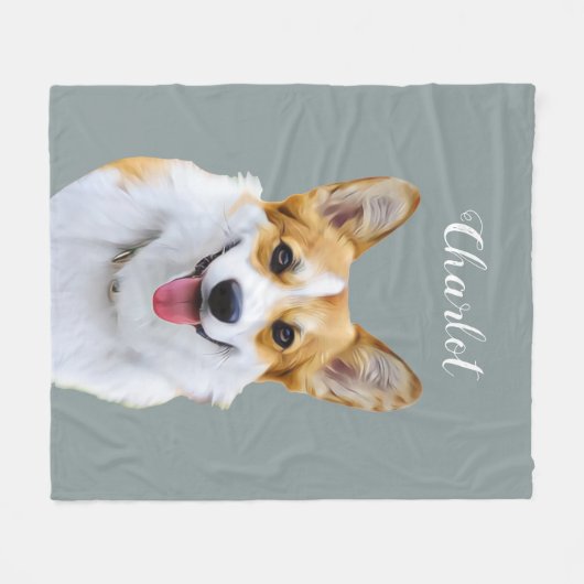 Custom Welsh Corgi Dog Personalisiert Zeichnend Fleecedecke (Vorderseite (Horizontal))