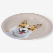 Custom Welsh Corgi Dog Personalisiert Zeichnend Pappteller (Schrägansicht)