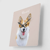 Custom Welsh Corgi Dog Personalisiert Zeichnend Quadratische Wanduhr (Winkel)