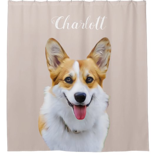 Custom Welsh Corgi Dog Personalisiert Zeichnend Sh Duschvorhang (Vorderseite)