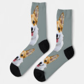 Custom Welsh Corgi Dog Personalisiert Zeichnend Socken (Linkes Detail)