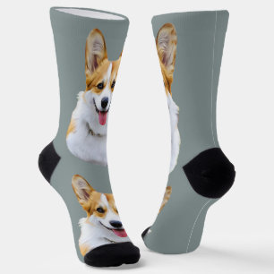 Custom Welsh Corgi Dog Personalisiert Zeichnend Socken