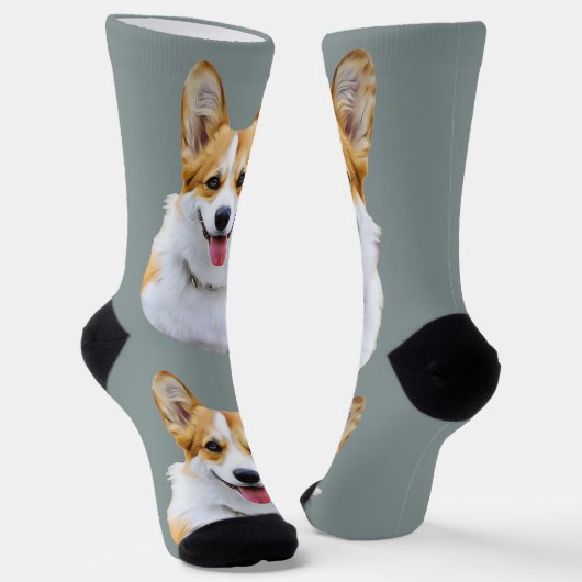 Custom Welsh Corgi Dog Personalisiert Zeichnend Socken (Gewinkelt)