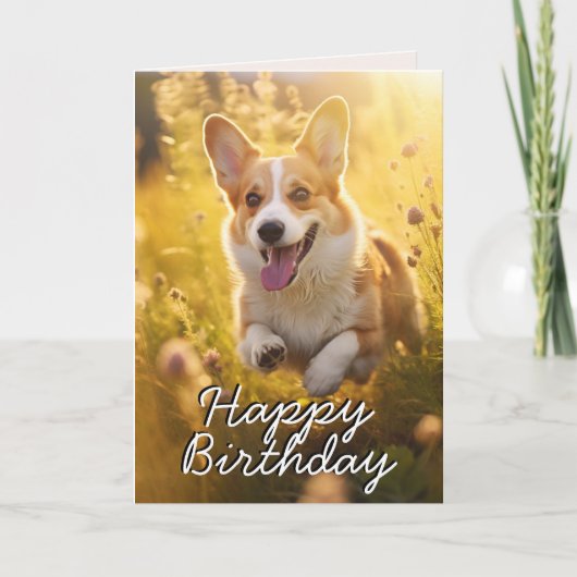 Custom Welsh Corgi Happy Birthday Card Dankeskarte (Vorderseite)