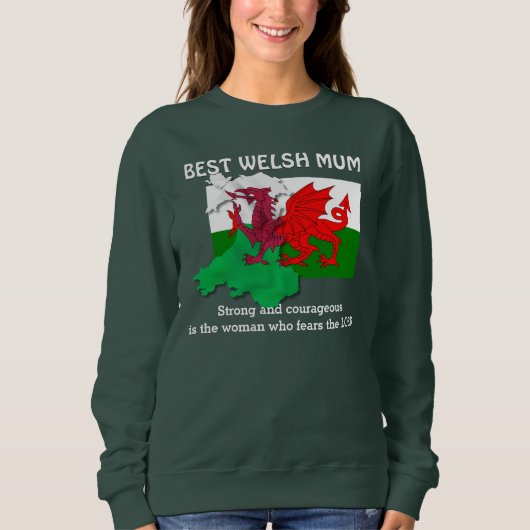 Custom WELSH MUM Flag Wales Sweatshirt (Vorderseite)