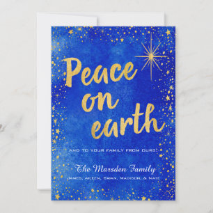 Custom Weltfrieden Blue and Gold Christmas Card Feiertagskarte