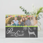 Custom Weltfrieden Chalkboard Foto Feiertagskarte (Stehend Vorderseite)