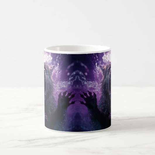 Custom Werewolf Horror Lila Black Halloween Kaffeetasse (Mittel)