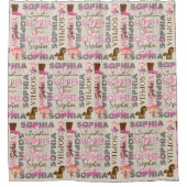 Custom Western Cowgirl Horse Lover Collage Name Duschvorhang (Vorderseite)