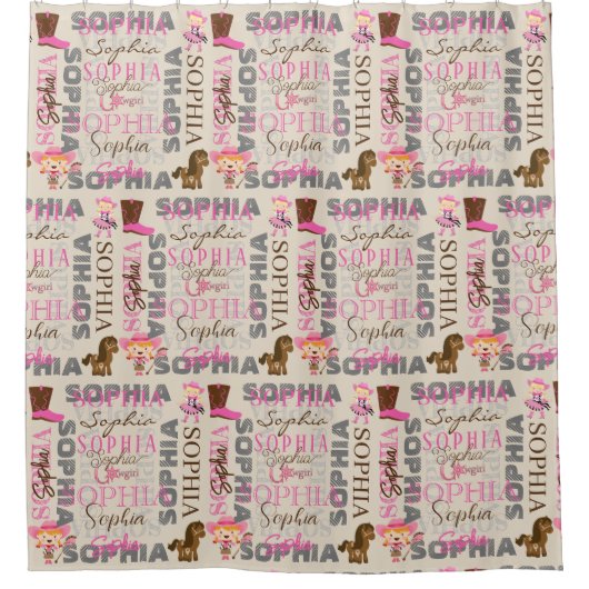Custom Western Cowgirl Horse Lover Collage Name Duschvorhang (Vorderseite)