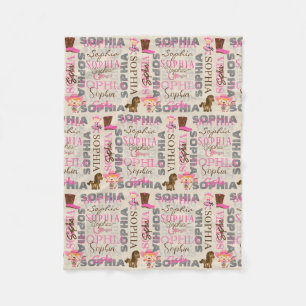 Custom Western Cowgirl Horse Lover Collage Name Fleecedecke