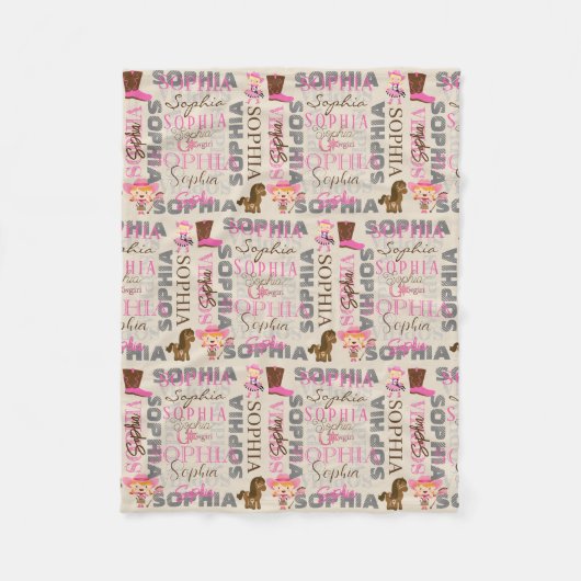Custom Western Cowgirl Horse Lover Collage Name Fleecedecke (Vorderseite)