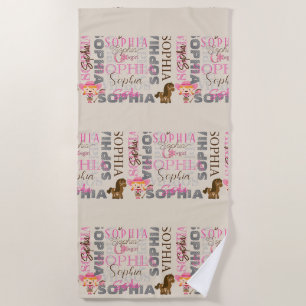 Custom Western Cowgirl Horse Lover Collage Name Strandtuch