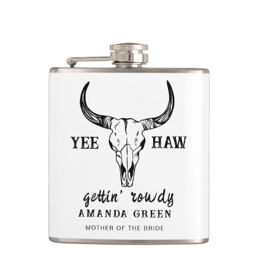 Custom Western Wedding Junggeselinnen-Abschied Gro Flachmann (Vorderseite)