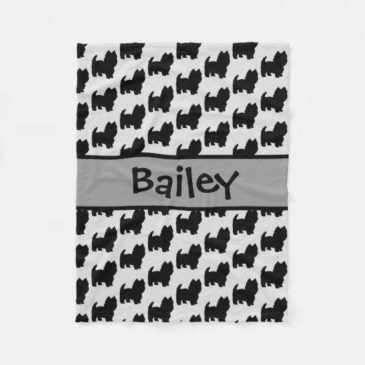 Custom Westie Hund-Silhouette Fleecedecke (Vorderseite)