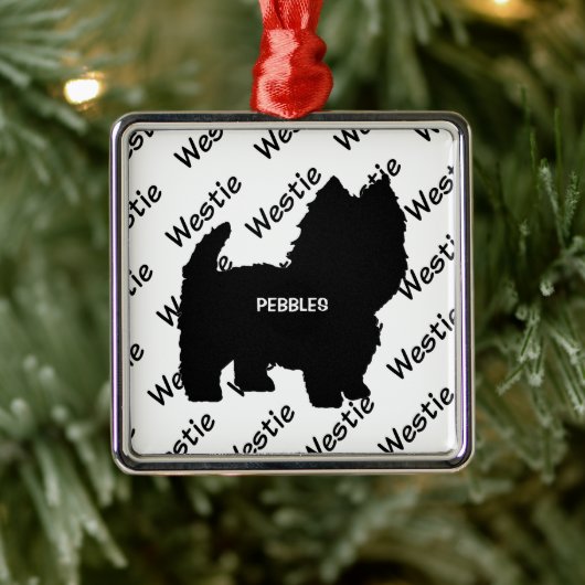 Custom Westie Hund-Silhouette Ornament Aus Metall (Baum)
