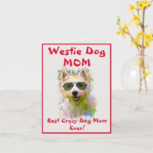 Custom Westie Mama Hund Beste verrückte Dog Lady D Karte (Gelbe Blume)