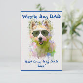 Custom Westie Papa Hund Bester Crazy Dog Vater Dankeskarte (Stehend Vorderseite)