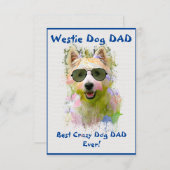 Custom Westie Papa Hund Bester Crazy Dog Vater Dankeskarte (Vorne/Hinten)