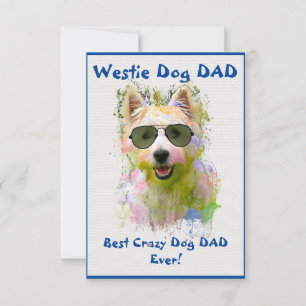 Custom Westie Papa Hund Bester Crazy Dog Vater Dankeskarte