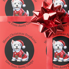 Custom Westie Red Christmas Geschenkpapier