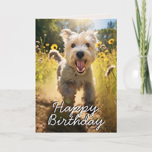 Custom Wheaten Terrier Birthday Card Dankeskarte (Vorderseite)