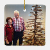 Custom Whimsical 2-seitiges Foto Weihnachten Keramikornament (Rückseite)