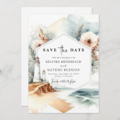Custom Whimsical Charm Lighthouse Hochzeit Save The Date (Vorne/Hinten)