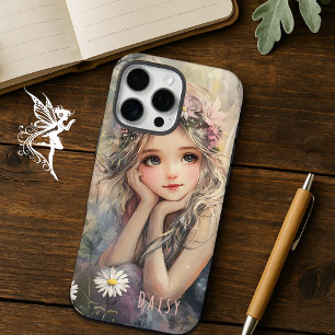 Custom Whimsical Daisy Fairy Pastel Watercolor iPhone 16 Pro Max Hülle