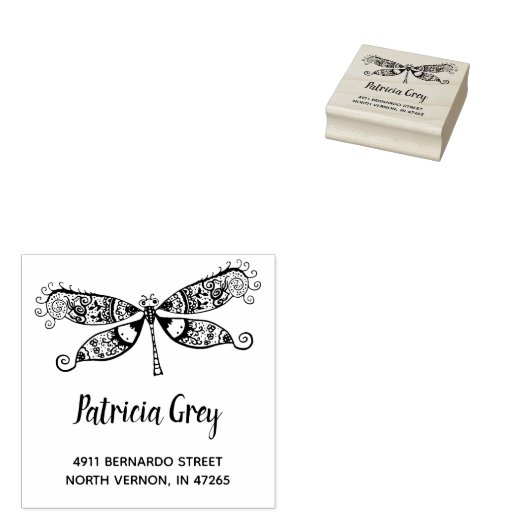 Custom Whimsical Dragonfly-Rücksendeadresse Gummistempel (Stempel)