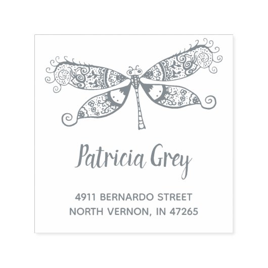 Custom Whimsical Dragonfly-Rücksendeadresse Permastempel (Design)